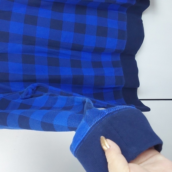 Lands' End Cobalt Blue Checker Sweater 1/4 Zip Heavyweight Warm Sz.XL - Picture 4 of 9